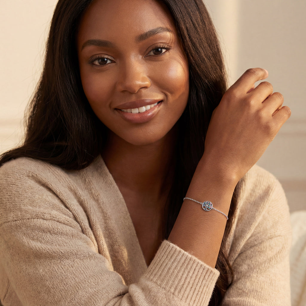 925 Sterling Silver Tree of Life Bracelet - Rhodium or 14k Gold Plated