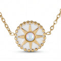 White Opal-Look Sunburst Necklace - 18K Gold Plated Stainless Steel