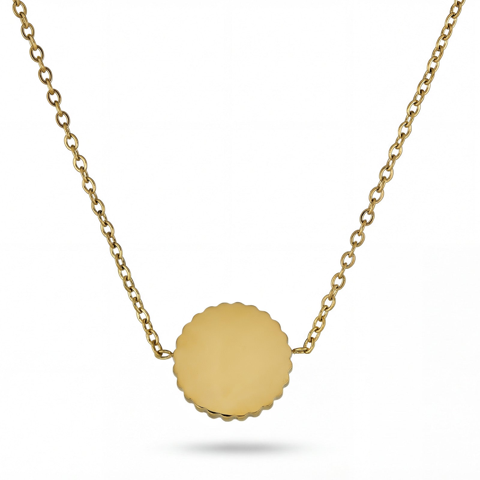White Opal-Look Sunburst Necklace - 18K Gold Plated Stainless Steel