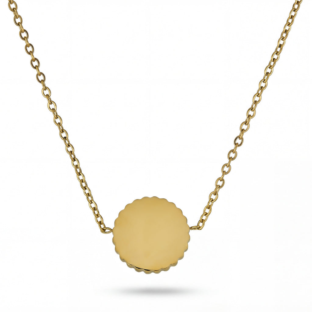 Pink Sunburst Necklace - 18K Gold Plated Stainless Steel