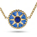 Blue Sunburst Necklace - 18K Gold Plated Stainless Steel
