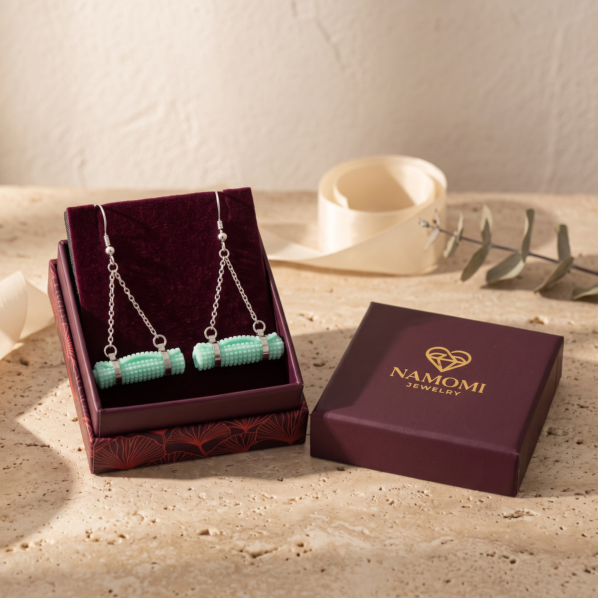 Yoga Mat Earrings | Rhodium Plated Sterling Silver Mini Yoga Mat Dangle