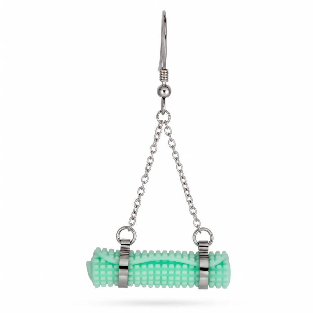 Yoga Mat Earrings | Rhodium Plated Sterling Silver Mini Yoga Mat Dangle