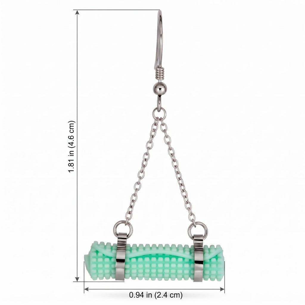 Yoga Mat Earrings | Rhodium Plated Sterling Silver Mini Yoga Mat Dangle