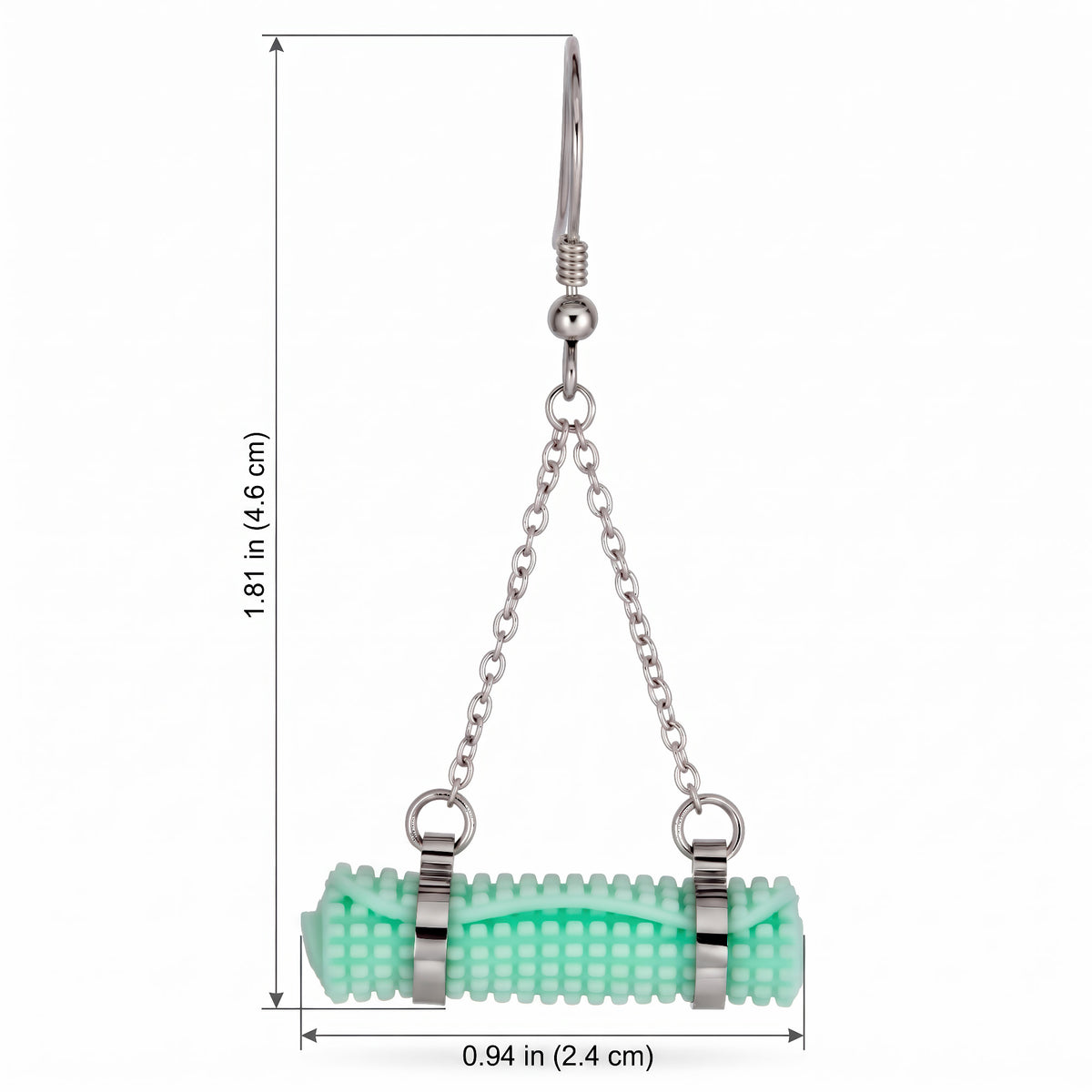 Yoga Mat Earrings | Rhodium Plated Sterling Silver Mini Yoga Mat Dangle