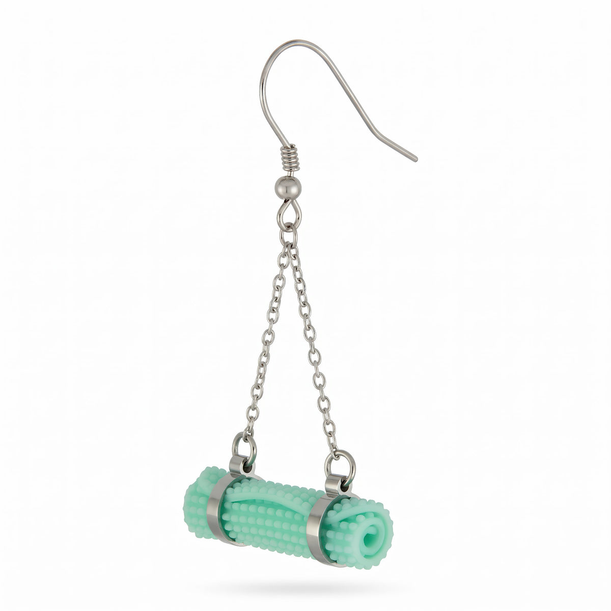 Yoga Mat Earrings | Rhodium Plated Sterling Silver Mini Yoga Mat Dangle