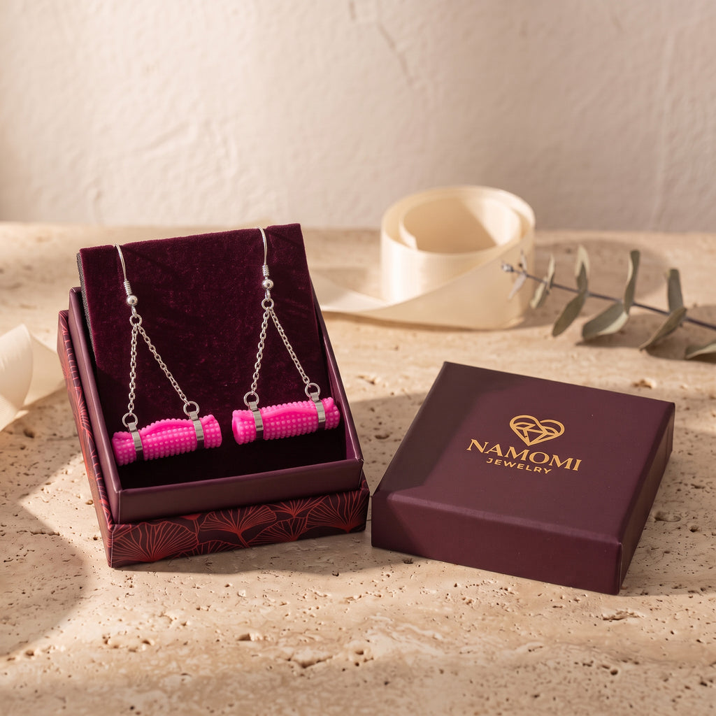 Yoga Mat Earrings | Rhodium Plated Sterling Silver Mini Yoga Mat Dangle