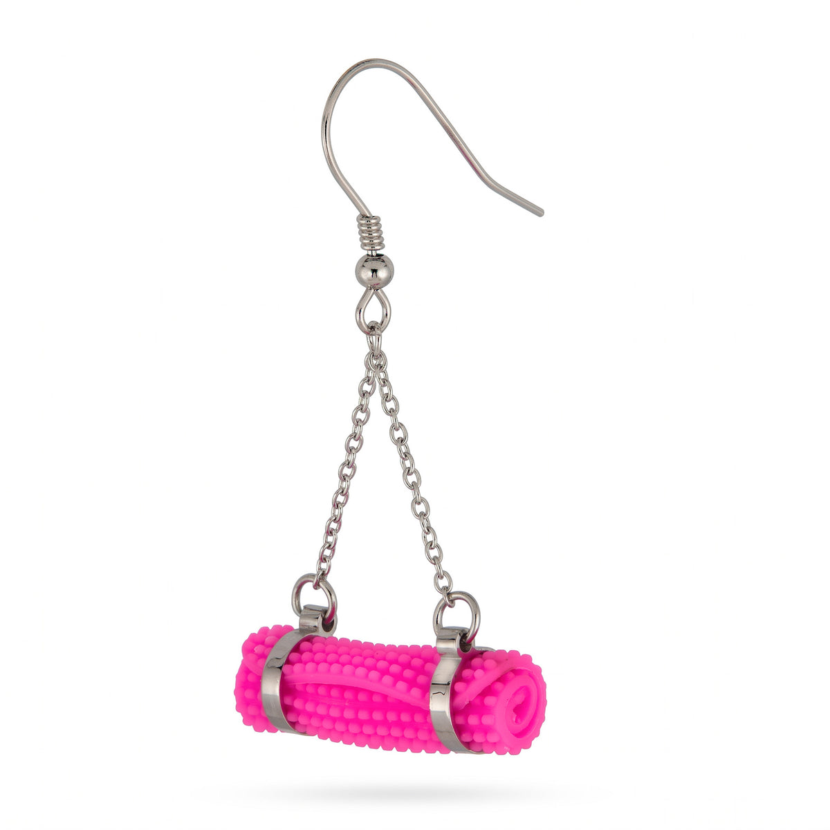 Yoga Mat Earrings | Rhodium Plated Sterling Silver Mini Yoga Mat Dangle