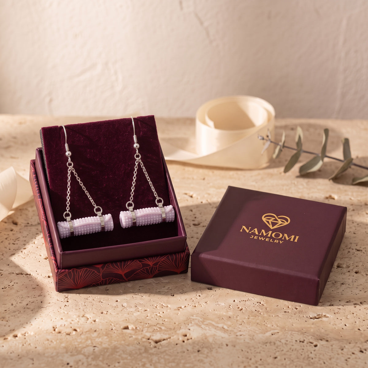 Yoga Mat Earrings | Rhodium Plated Sterling Silver Mini Yoga Mat Dangle