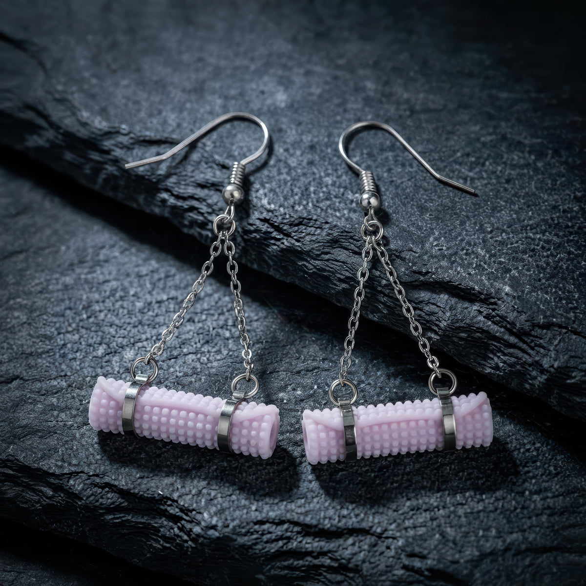 Yoga Mat Earrings | Rhodium Plated Sterling Silver Mini Yoga Mat Dangle
