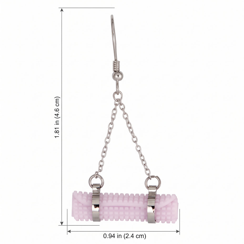 Yoga Mat Earrings | Rhodium Plated Sterling Silver Mini Yoga Mat Dangle