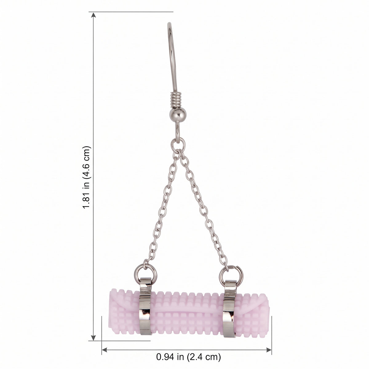 Yoga Mat Earrings | Rhodium Plated Sterling Silver Mini Yoga Mat Dangle