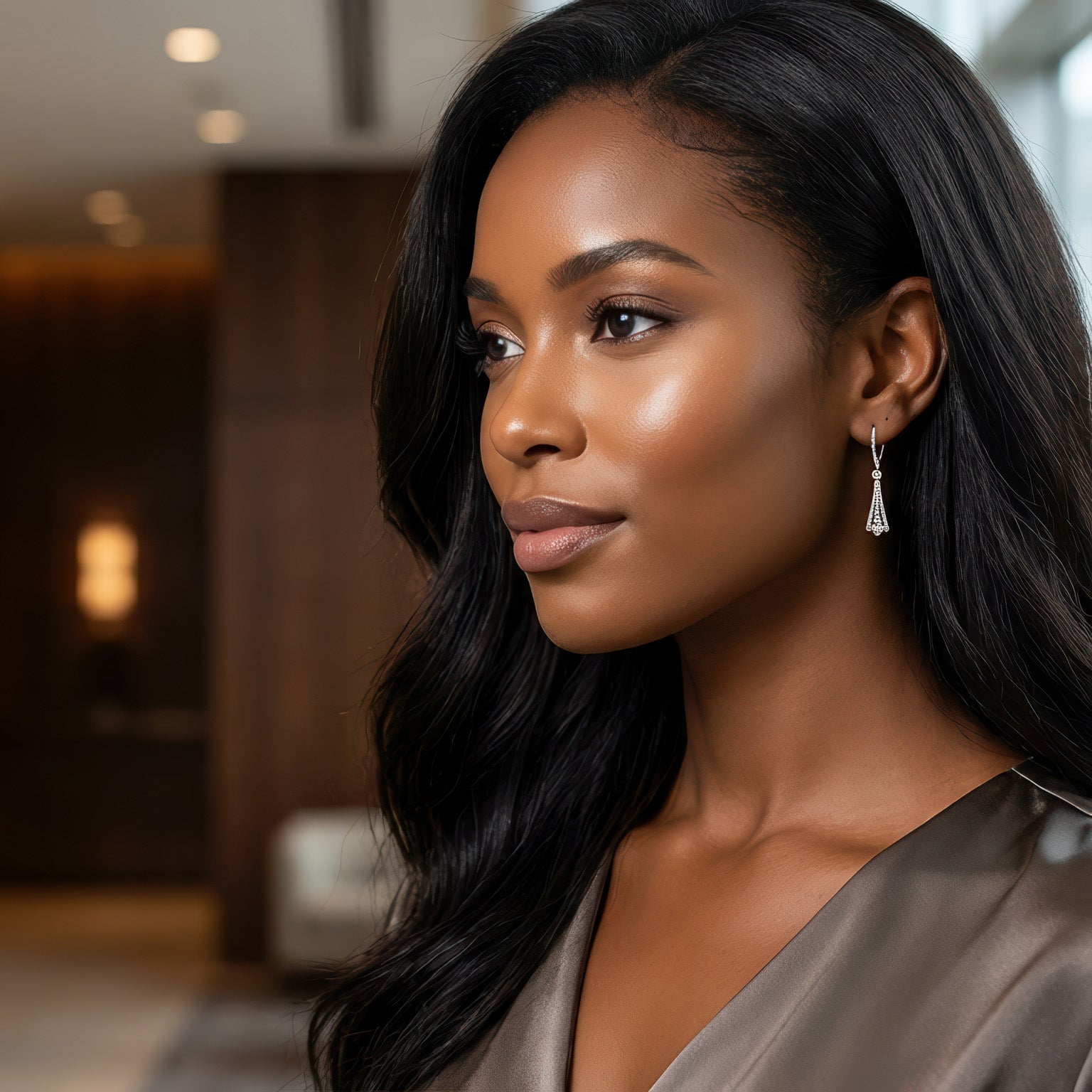 Tower Dangle Earrings 925 Sterling Silver Rhodium Plated