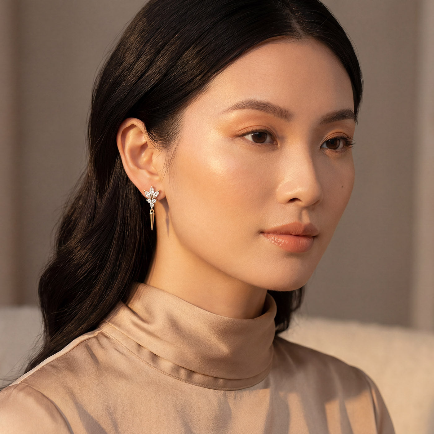 Sterling Silver Spike Drop Earrings - Available in Rhodium Plated & 14K Gold Plated