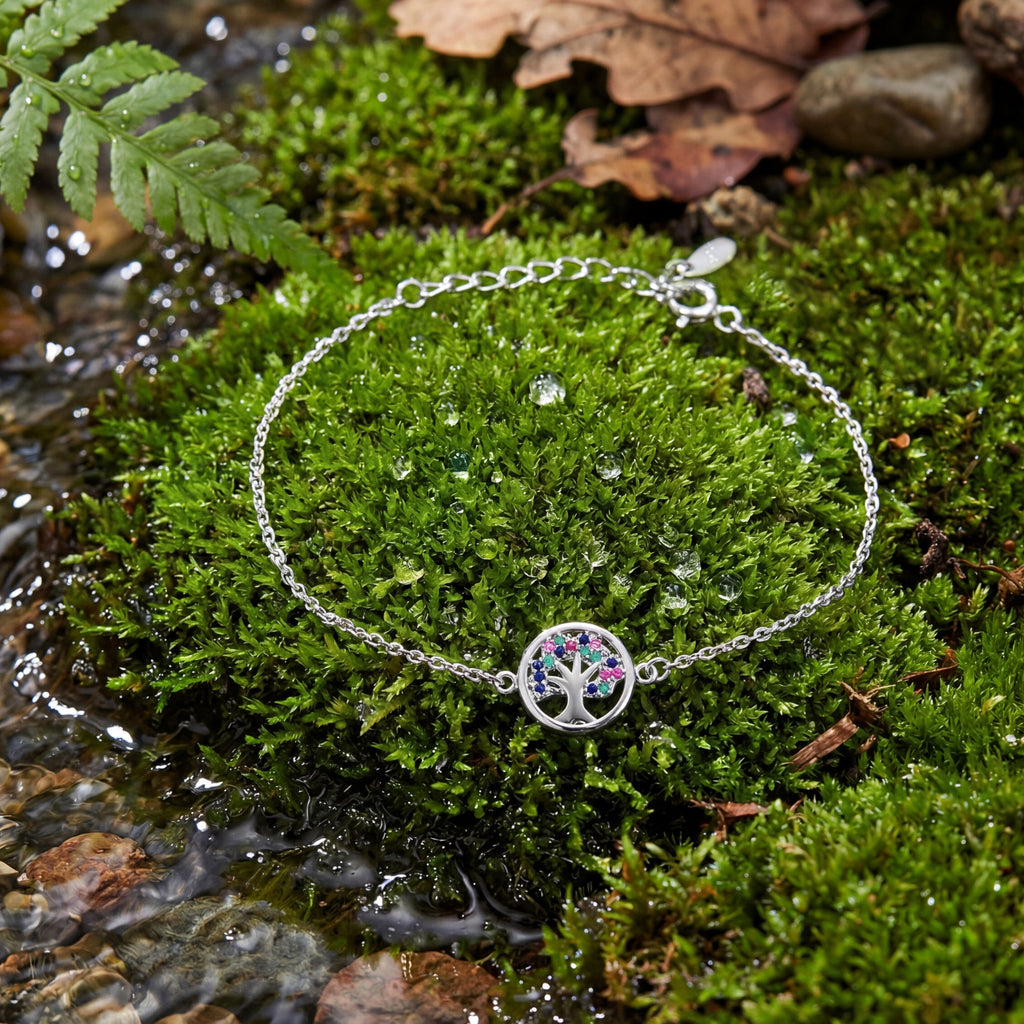 925 Sterling Silver Tree of Life Bracelet - Rhodium or 14k Gold Plated