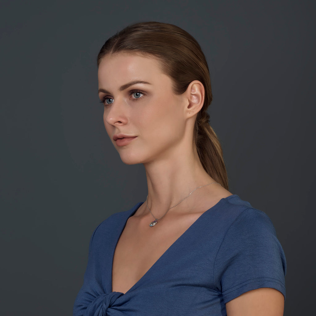 Sterling Silver Butterfly Pendant Necklace - Multicolor CZ Stones