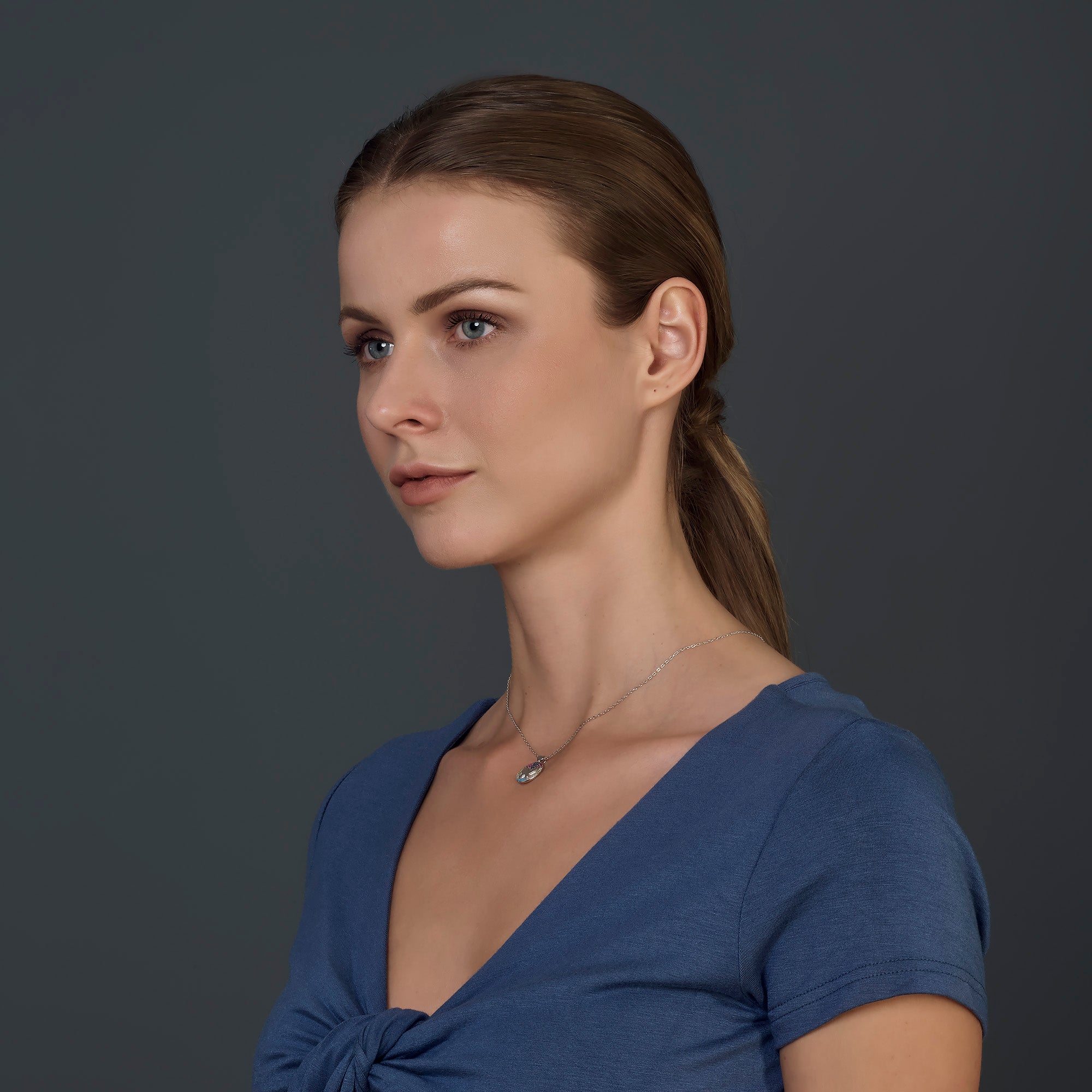 Sterling Silver Butterfly Pendant Necklace - Multicolor CZ Stones