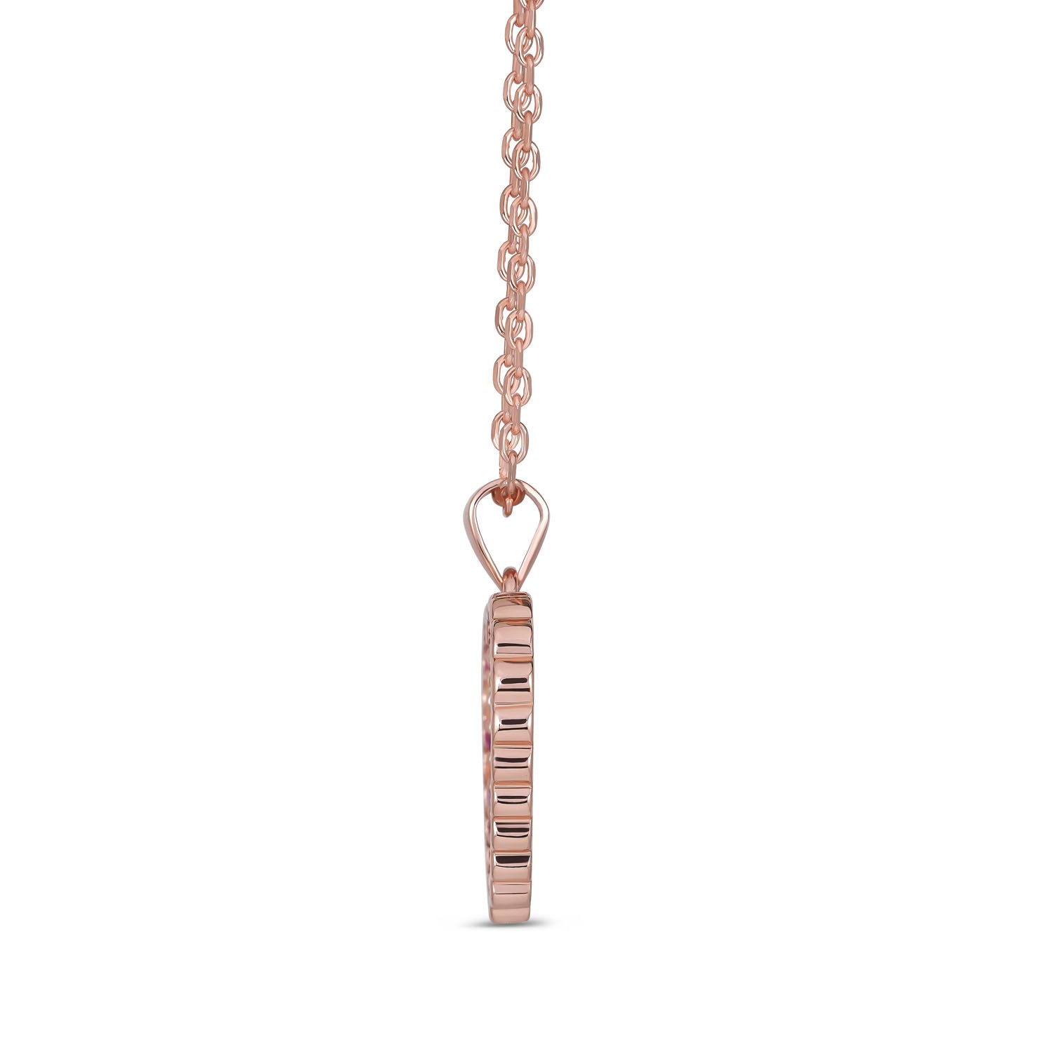 Sterling Silver Rose Gold Plated Heart Pendant Necklace, Multicolor Cubic Zirconia