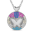 Sterling Silver Butterfly Pendant Necklace - Multicolor CZ Stones