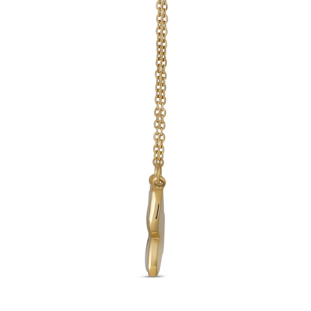 White Iridescent Butterfly Necklace - 18K Gold Plated Stainless Steel