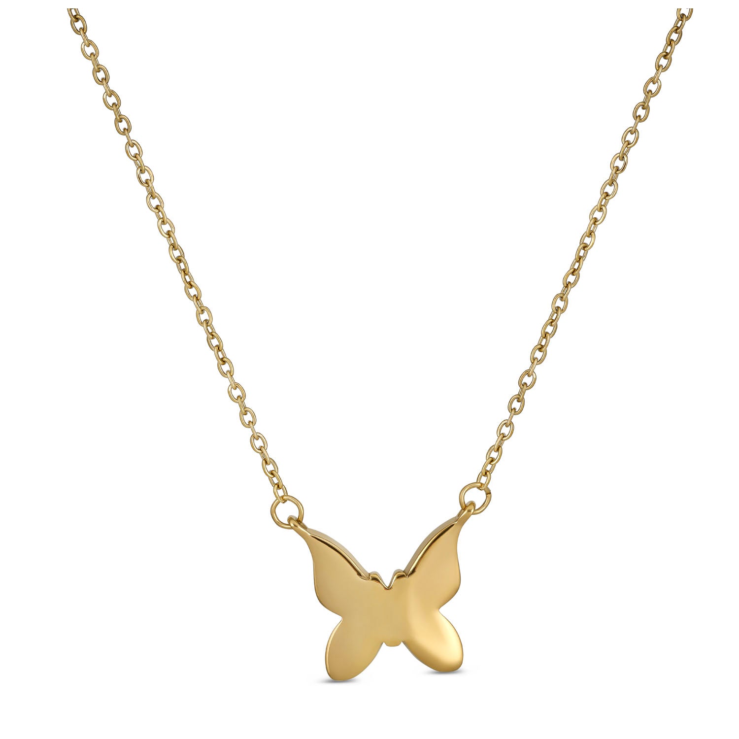 White Iridescent Butterfly Necklace - 18K Gold Plated Stainless Steel