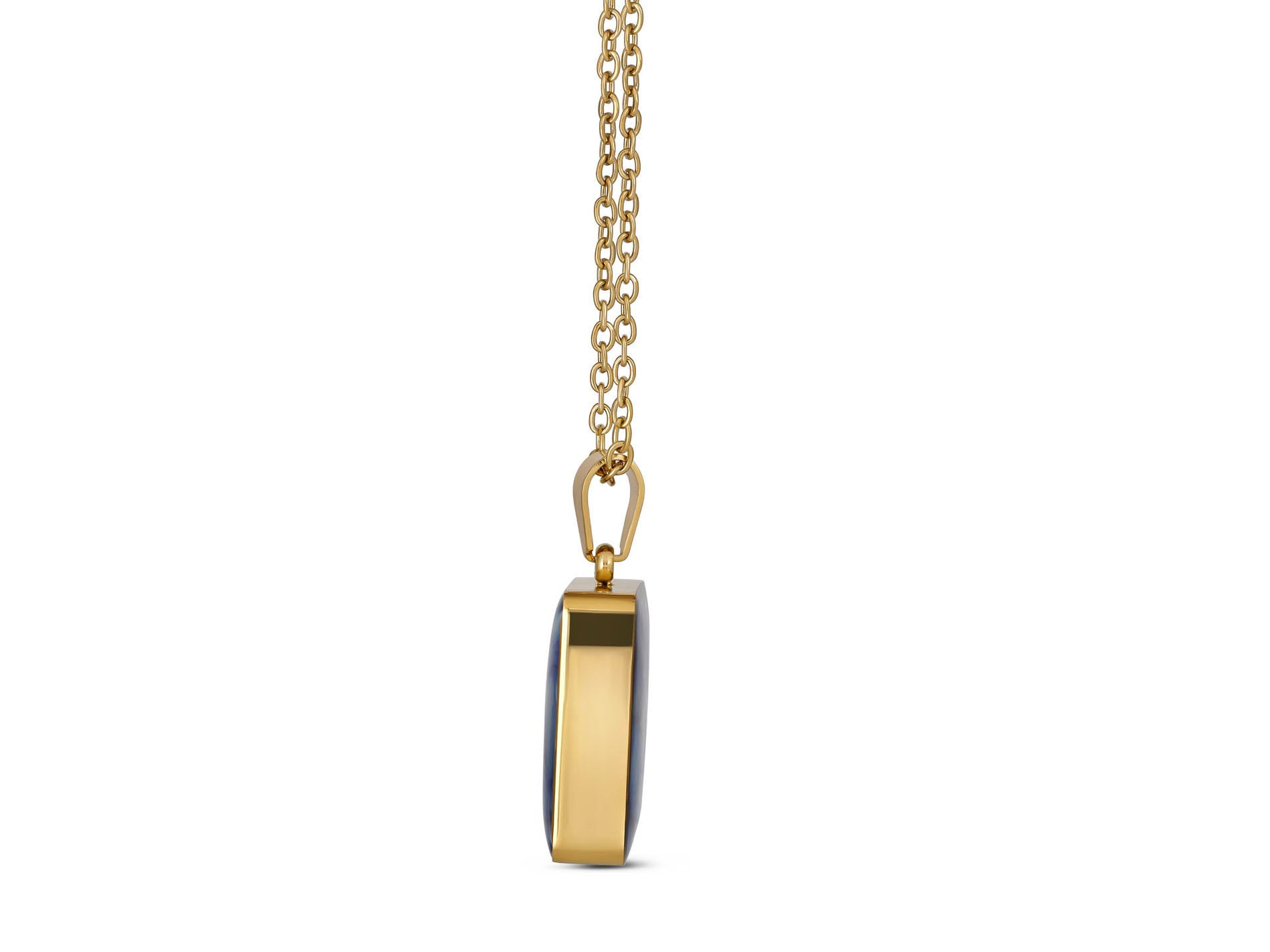 Blue Mosaic Pendant Necklace, 18K Gold Plated Stainless Steel, Square Gold Necklace, Adjustable Chain, Gift for Her