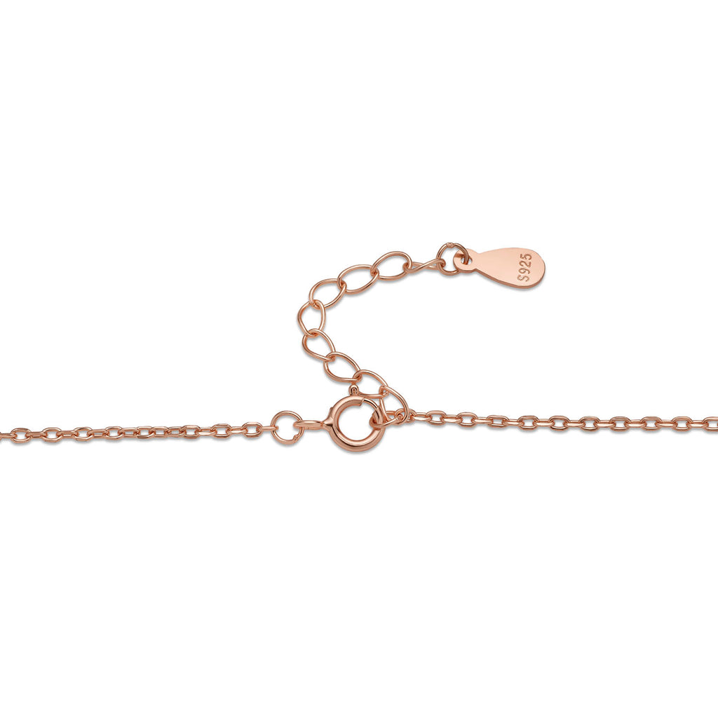 Sterling Silver Rose Gold Plated Heart Pendant Necklace, Multicolor Cubic Zirconia