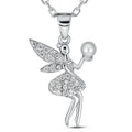 Sterling Silver Rhodium Plated Fairy Necklace with Bubble Pendant