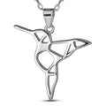 Geometric Hummingbird Necklace | 925 Sterling Silver Rhodium Plated Pendant