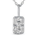 Geometric Rectangular CZ Pendant Necklace | 925 Sterling Silver Rhodium Plated | Art Deco Inspired Design