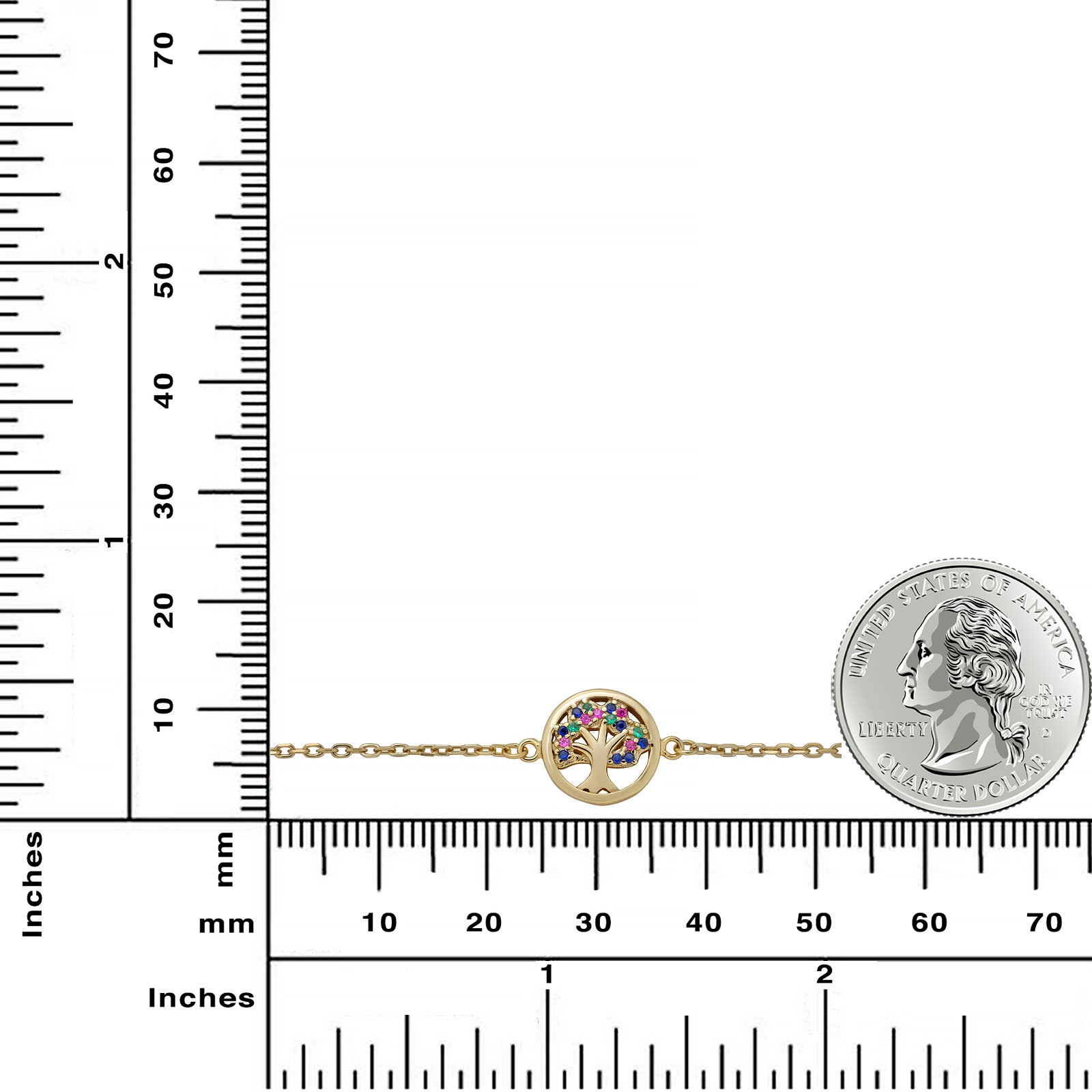 925 Sterling Silver Tree of Life Bracelet - Rhodium or 14k Gold Plated