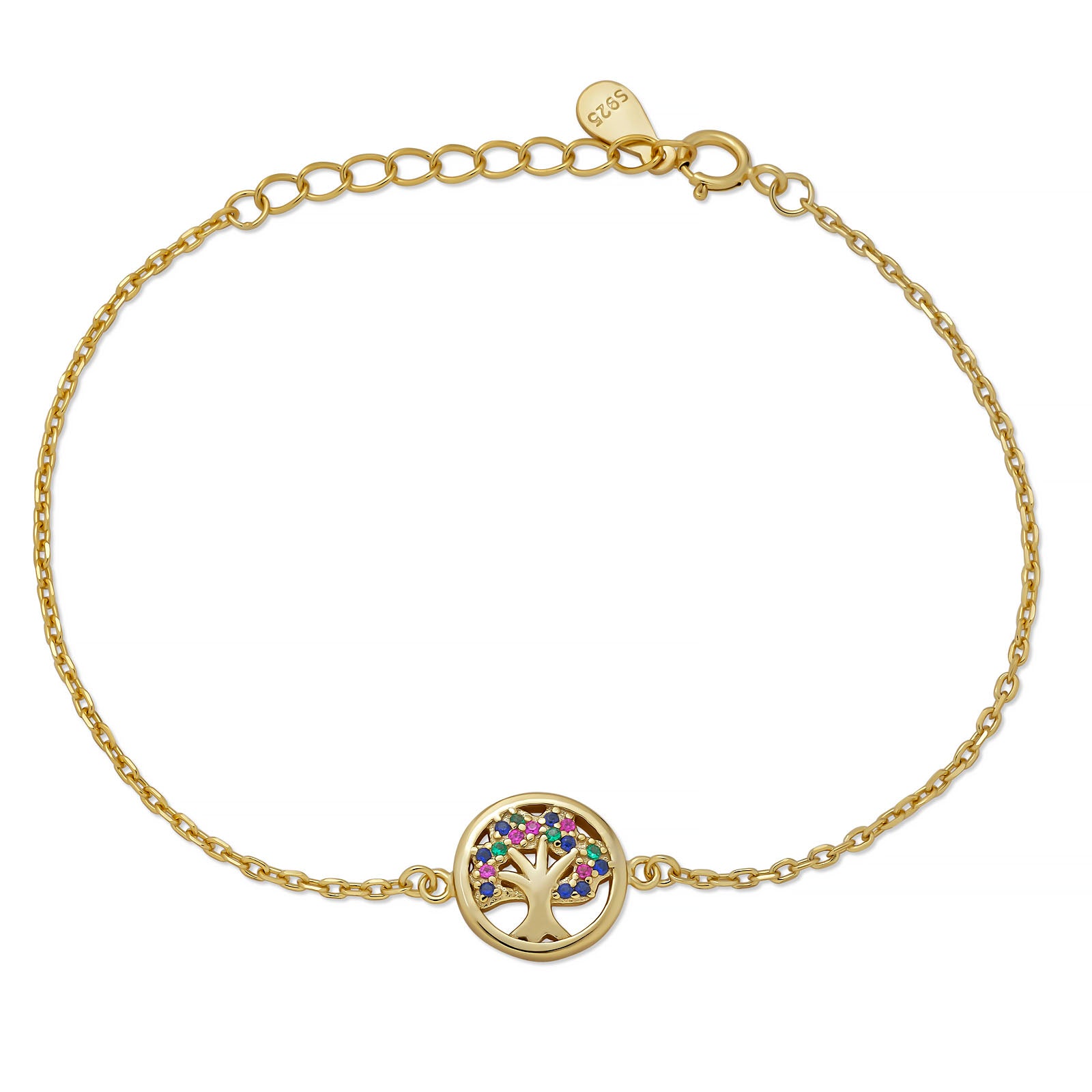 925 Sterling Silver Tree of Life Bracelet - Rhodium or 14k Gold Plated