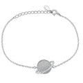 925 Sterling Silver Rhodium Plated Saturn Planet Heart Bracelet