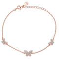 925 Sterling Silver Butterfly Bracelet, Rhodium or 14k rose gold Plated
