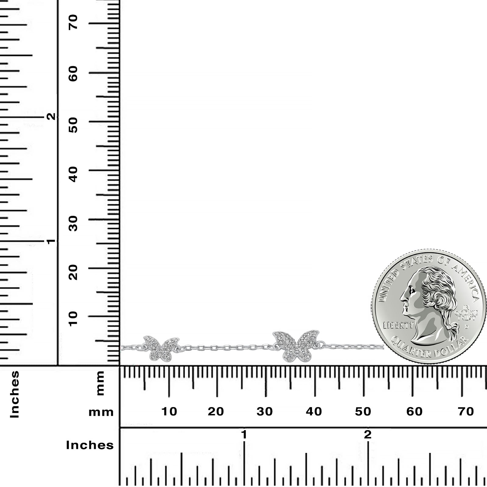 925 Sterling Silver Butterfly Bracelet, Rhodium or 14k rose gold Plated