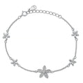 925 Sterling Silver Rhodium Plated Flower Bracelet