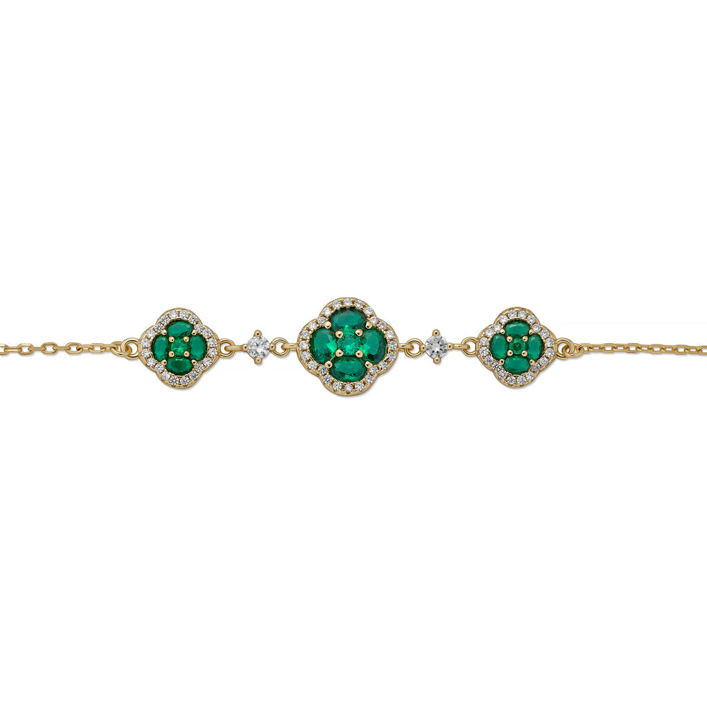 Sterling Silver 14K Gold Plated Lucky Clover Bracelet