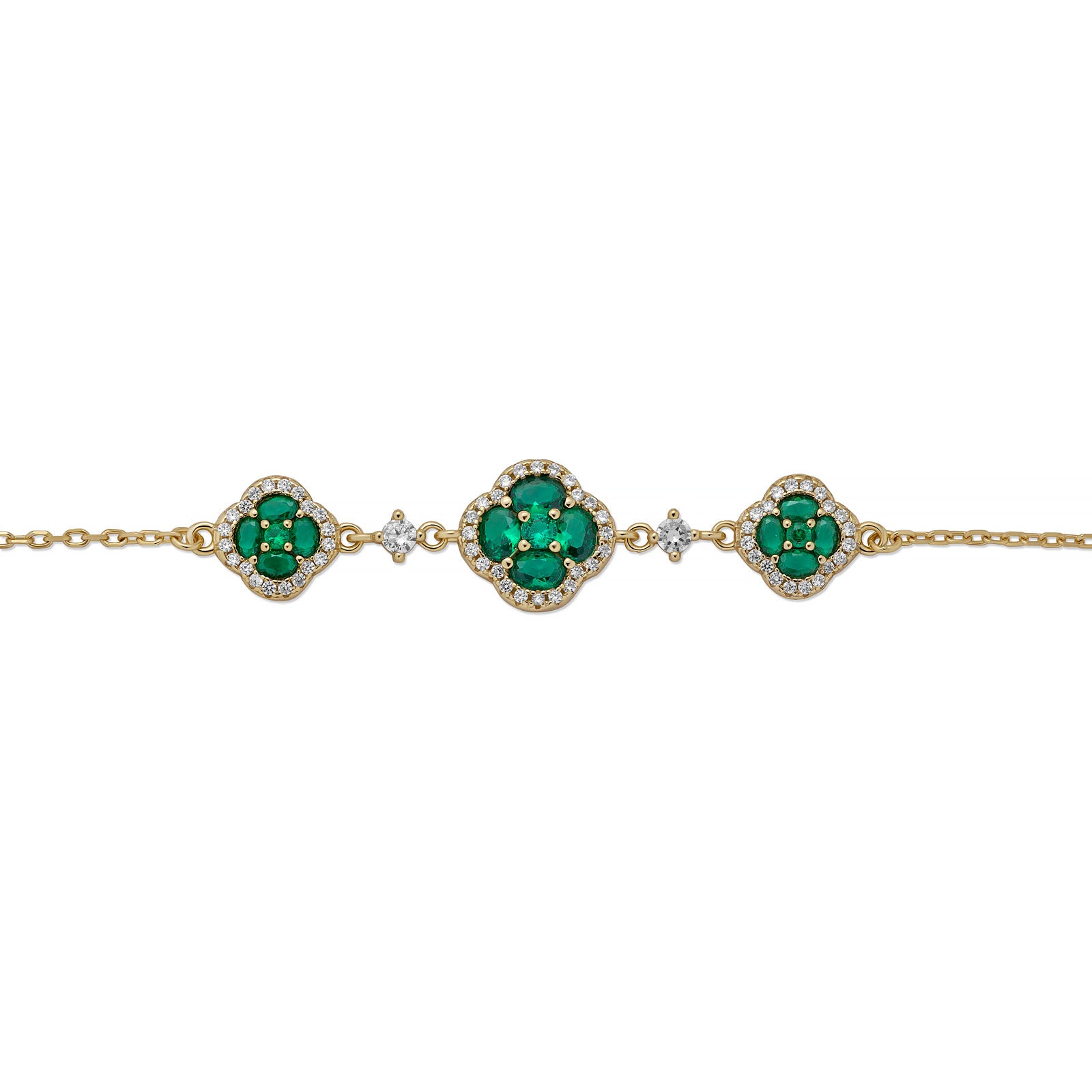 Sterling Silver 14K Gold Plated Lucky Clover Bracelet