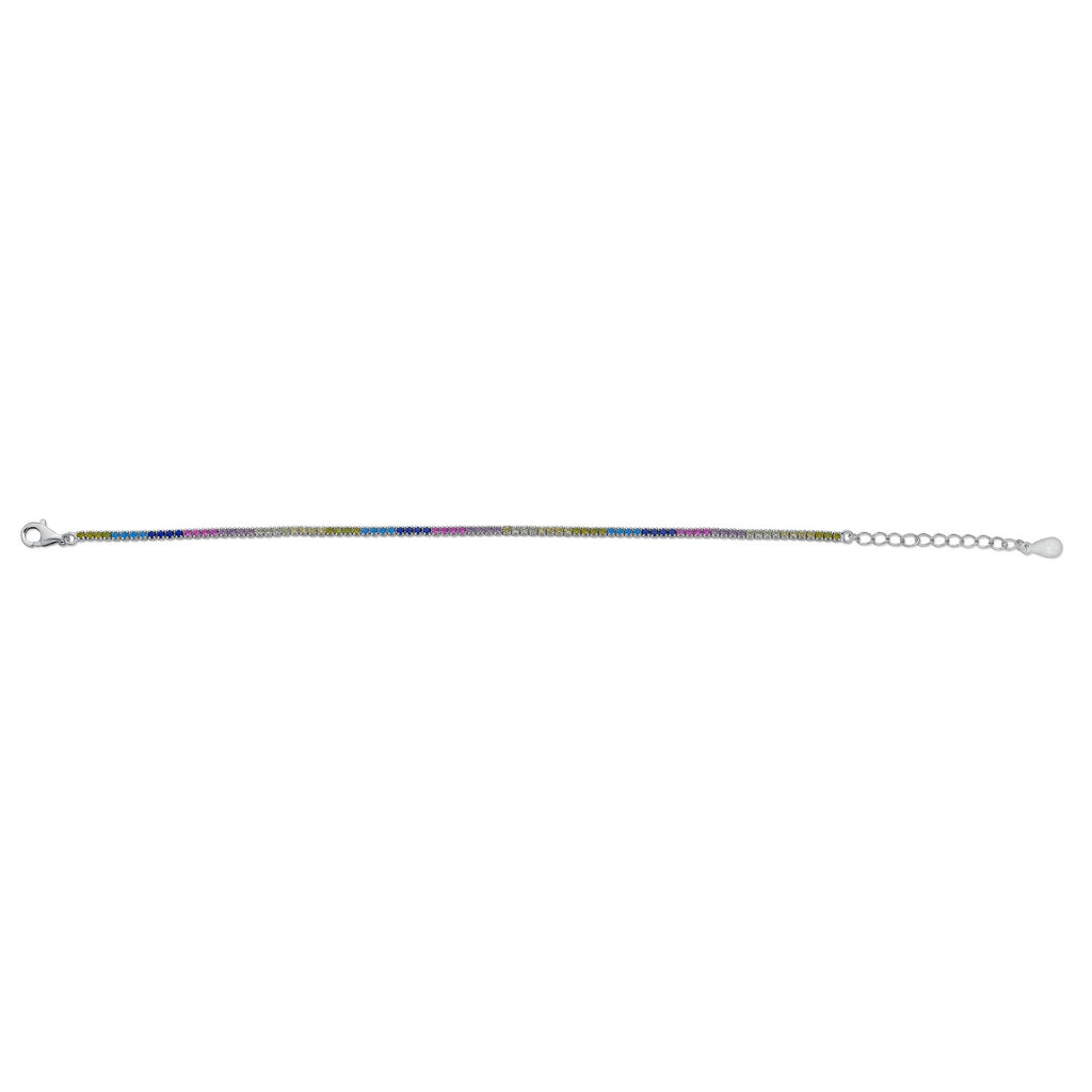 Multicolor Tennis Bracelet for Women Sterling Silver 925 Rhodium Plated