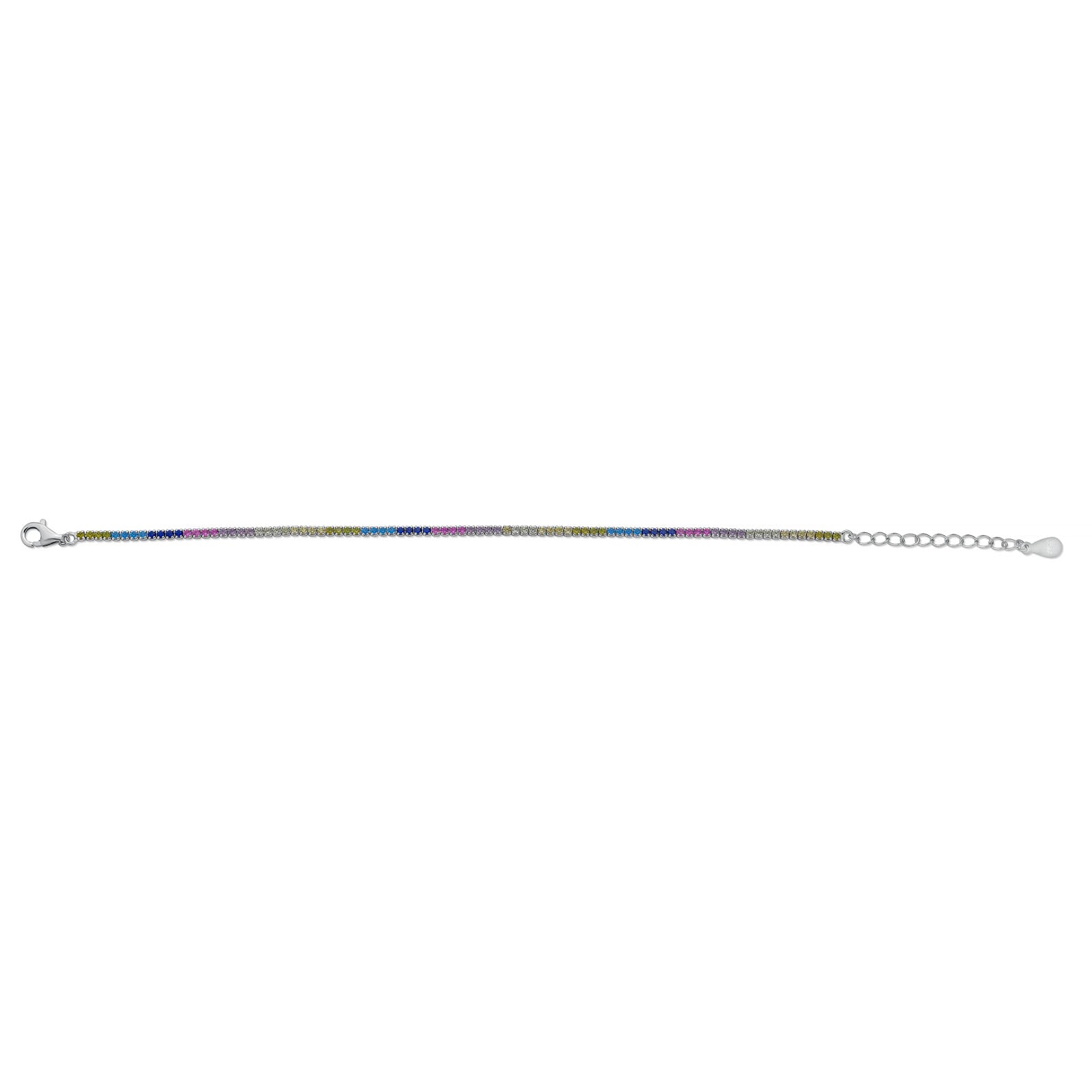 Multicolor Tennis Bracelet for Women Sterling Silver 925 Rhodium Plated