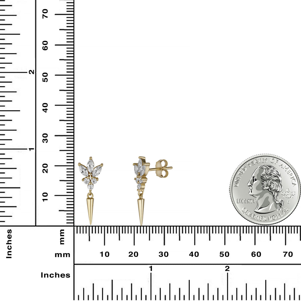 Sterling Silver Spike Drop Earrings - Available in Rhodium Plated & 14K Gold Plated