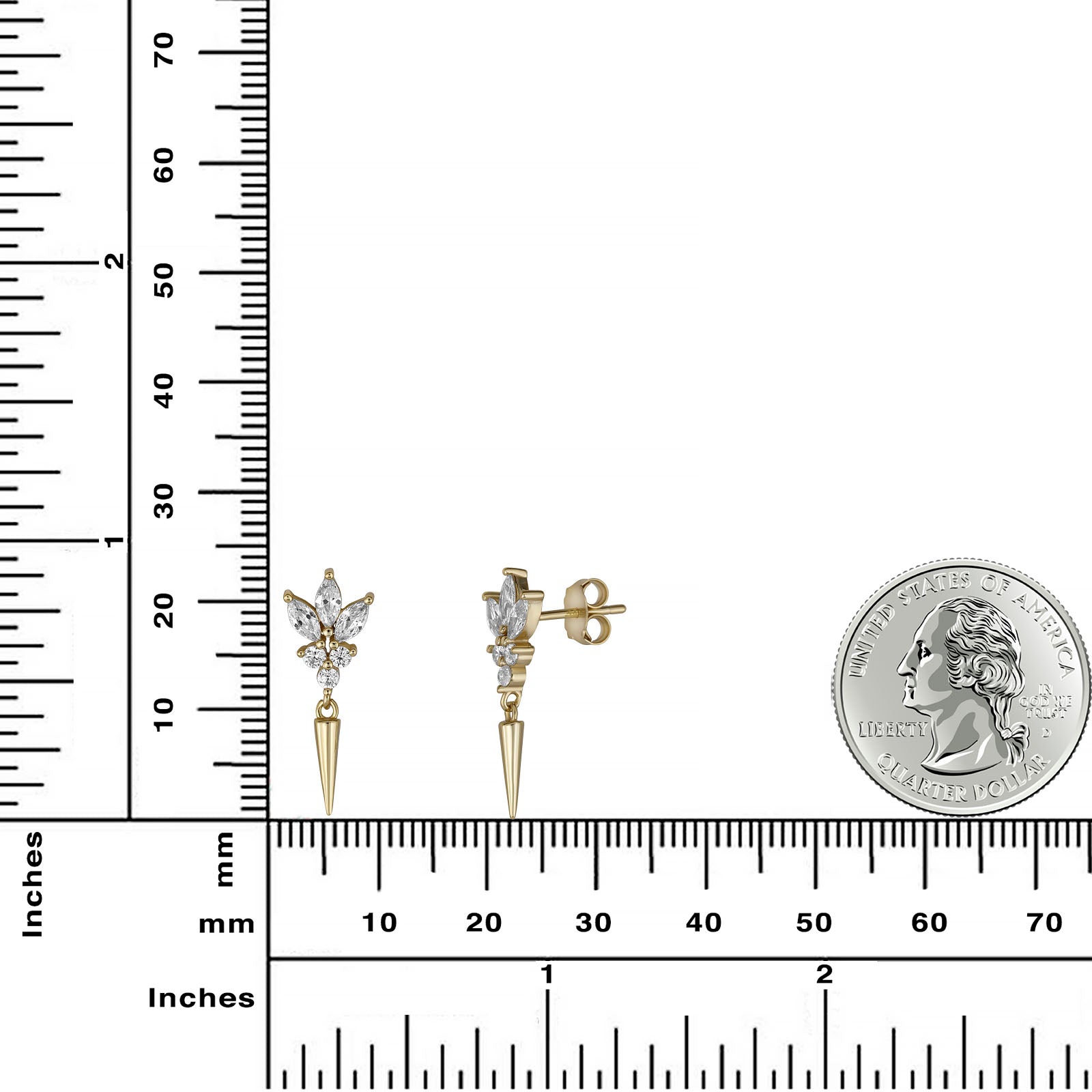 Sterling Silver Spike Drop Earrings - Available in Rhodium Plated & 14K Gold Plated