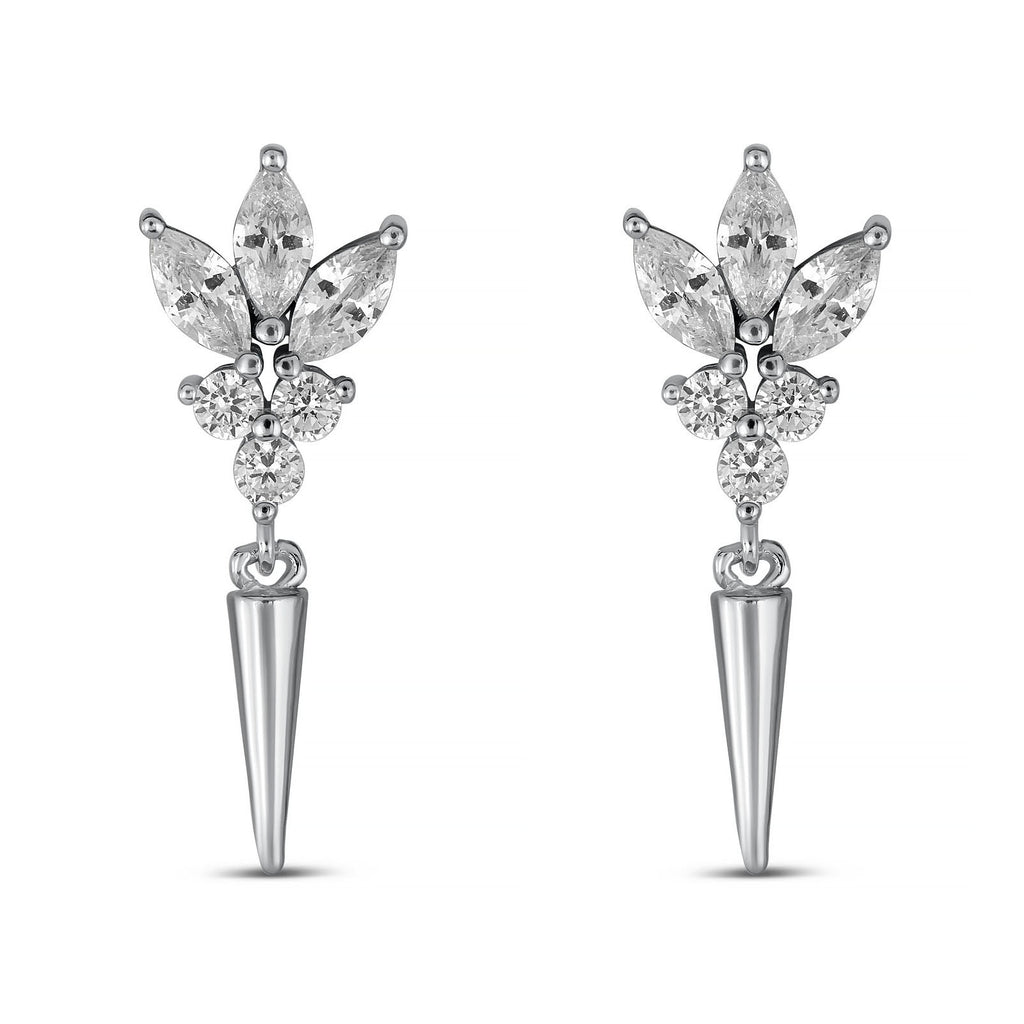 Sterling Silver Spike Drop Earrings - Available in Rhodium Plated & 14K Gold Plated