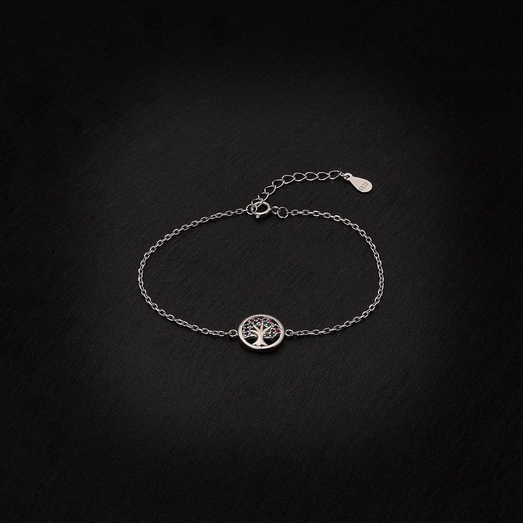 925 Sterling Silver Tree of Life Bracelet - Rhodium or 14k Gold Plated