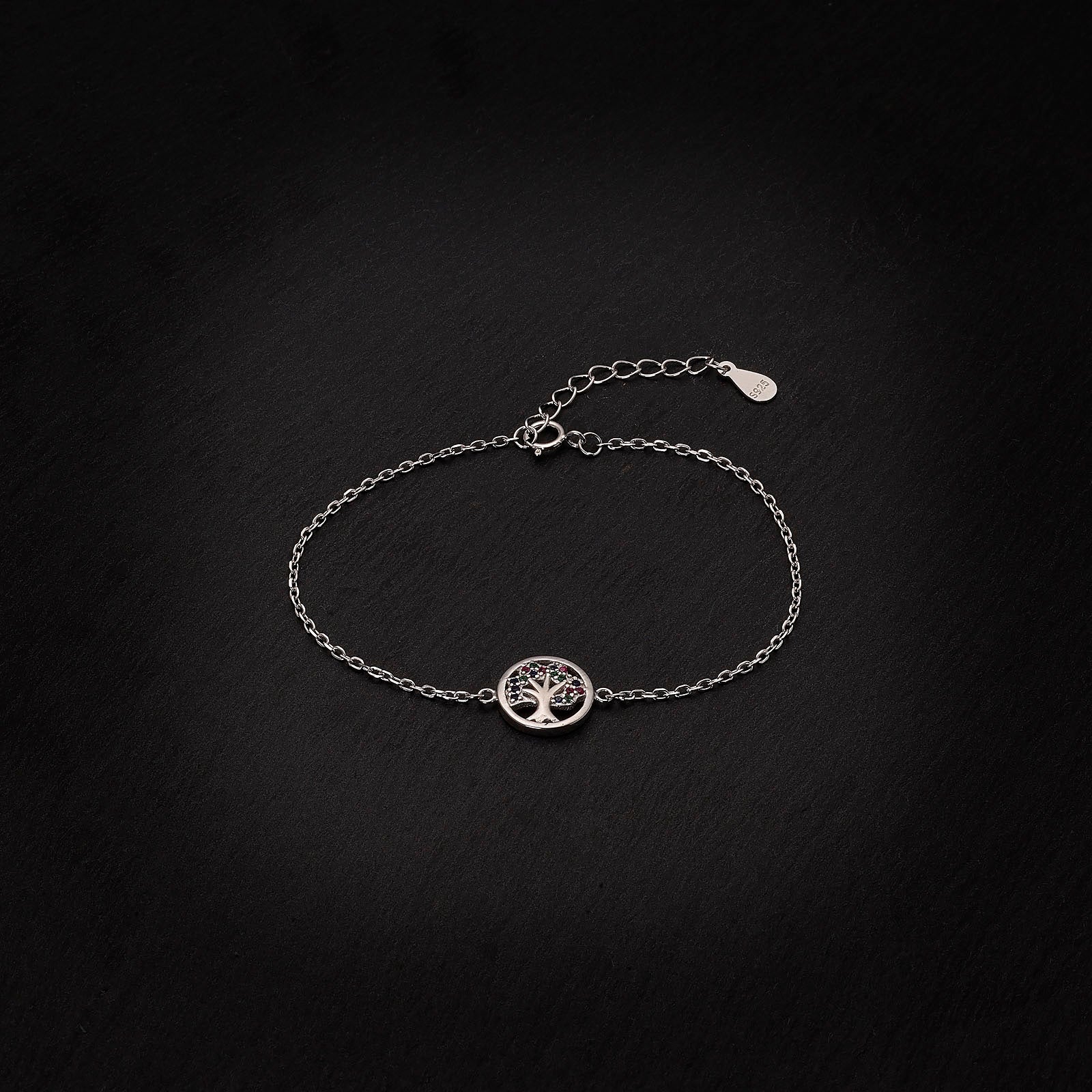 925 Sterling Silver Tree of Life Bracelet - Rhodium or 14k Gold Plated