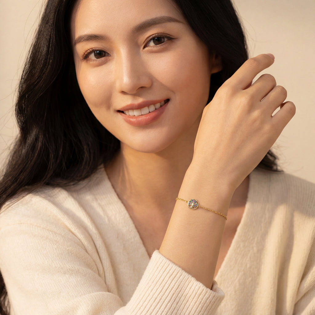 925 Sterling Silver Tree of Life Bracelet - Rhodium or 14k Gold Plated