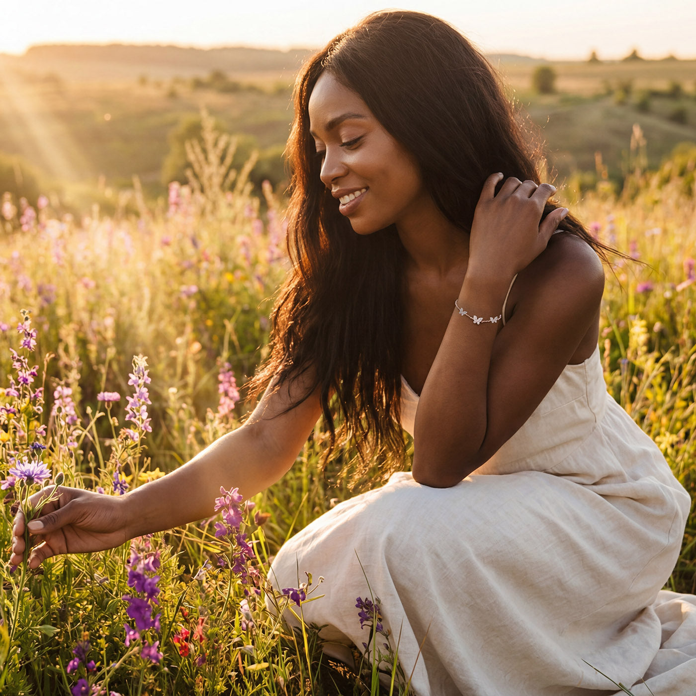 925 Sterling Silver Butterfly Bracelet, Rhodium or 14k rose gold Plated