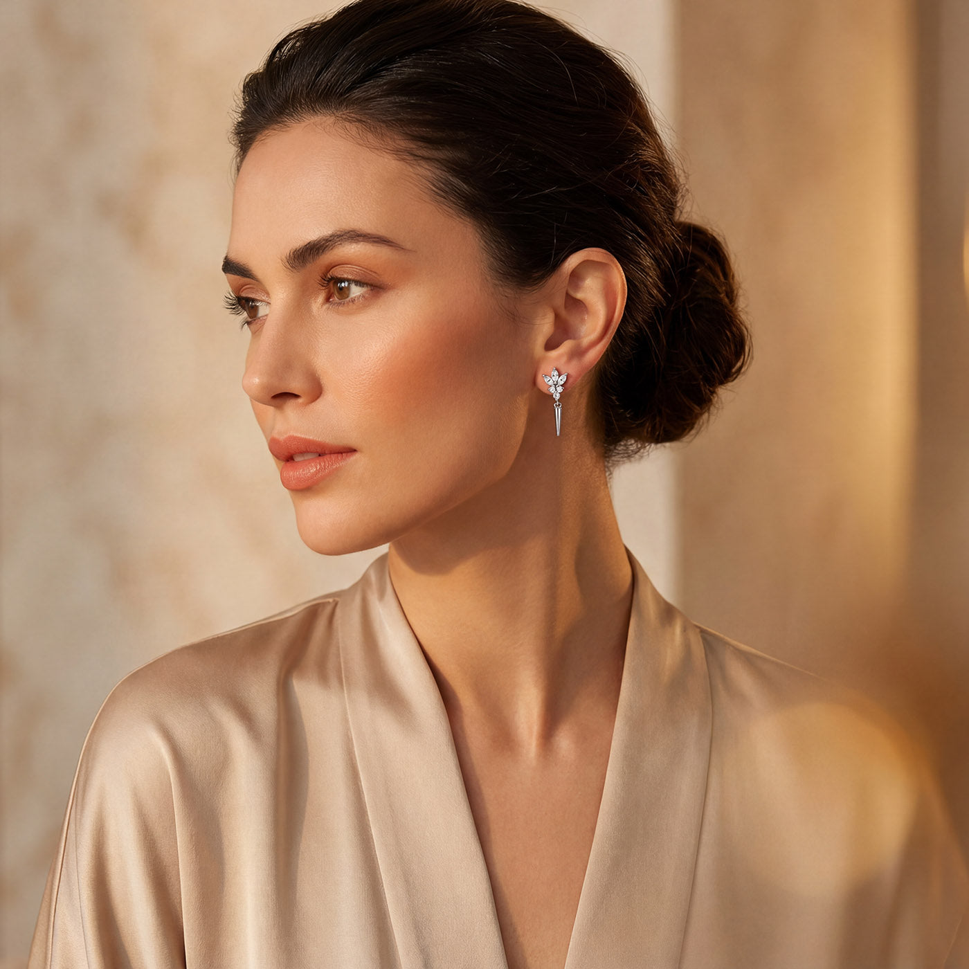 Sterling Silver Spike Drop Earrings - Available in Rhodium Plated & 14K Gold Plated