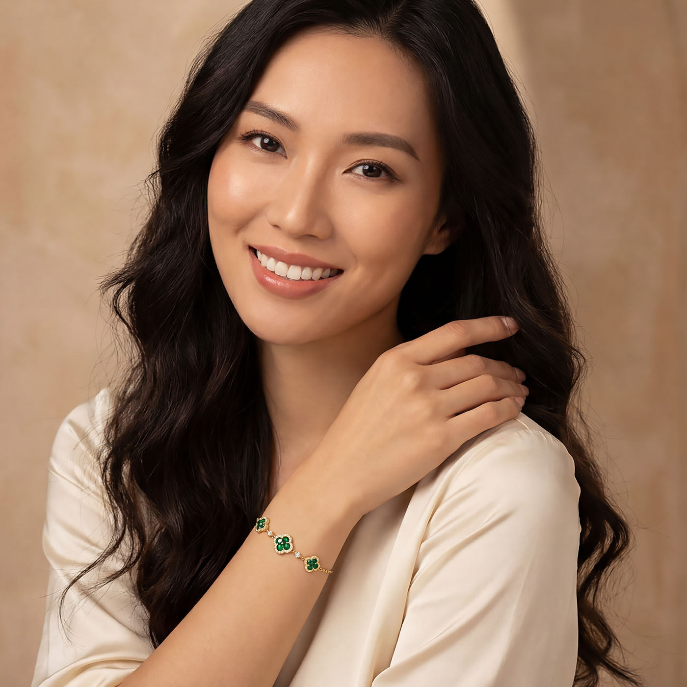 Sterling Silver 14K Gold Plated Lucky Clover Bracelet